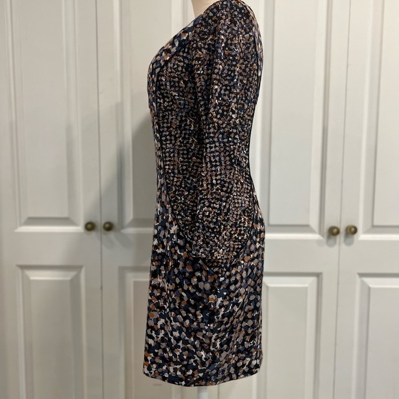 Bcbgmaxazria Body Con Multicolor Panel Long Sleeve Dress - Picture 4 of 12
